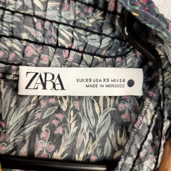 Zara Victorian XS Whimsigoth High Neck Ditsy Floral Puff Sleeve Boho Indie - Picture 4 of 11